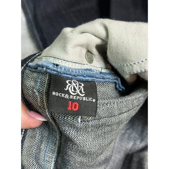 Rock & Republic Women's 10 Bernie Bootcut Dark Wash Distressed - Picture 12 of 14